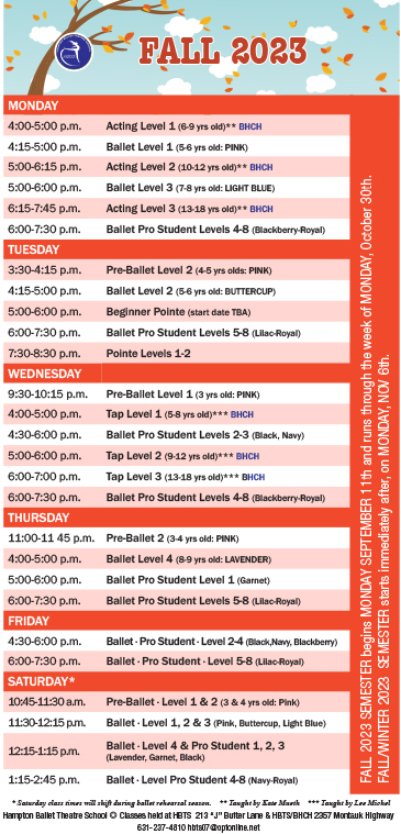 Hampton Ballet Theatre School Schedule