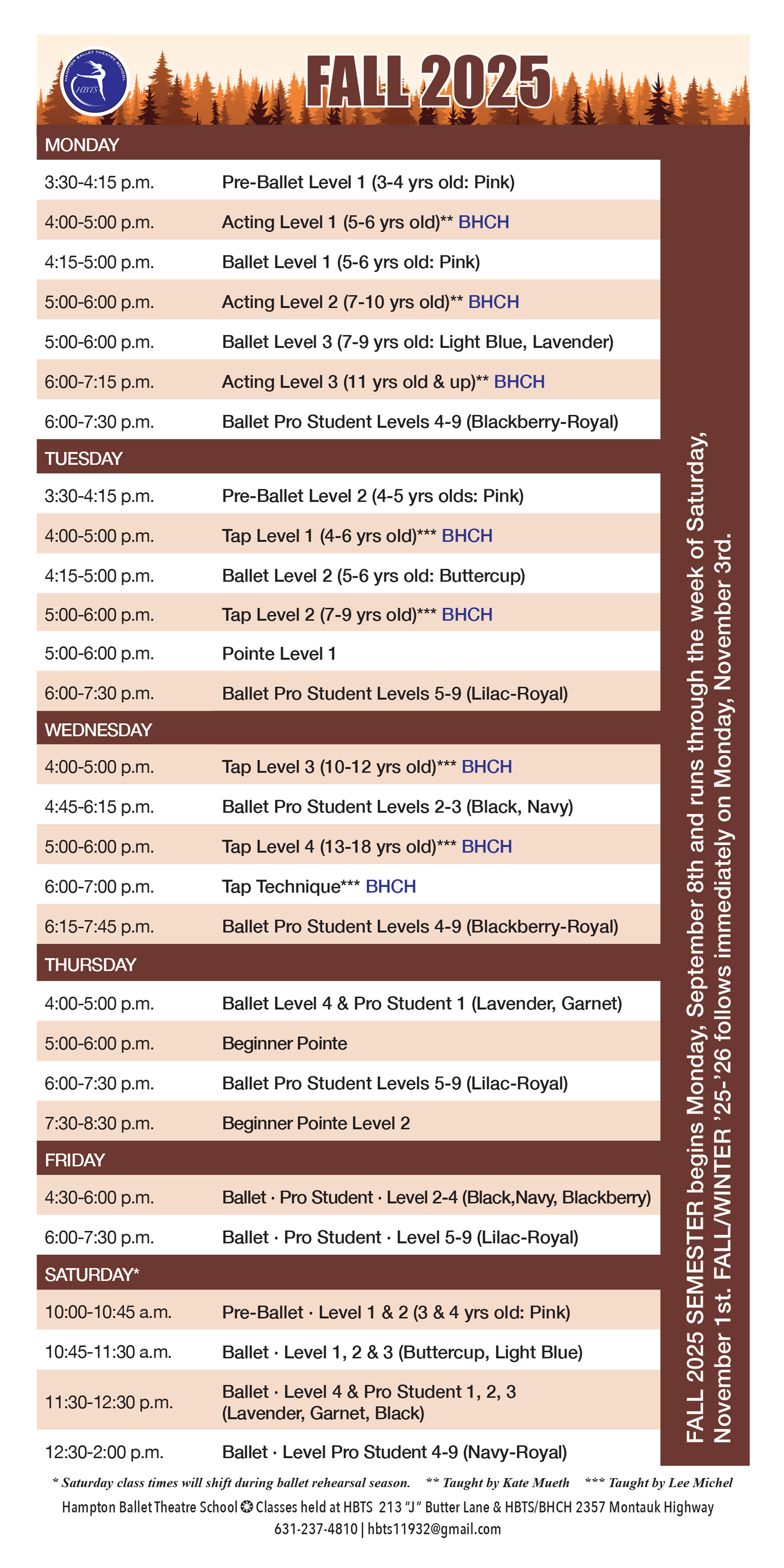 Hampton Ballet Theatre School Schedule