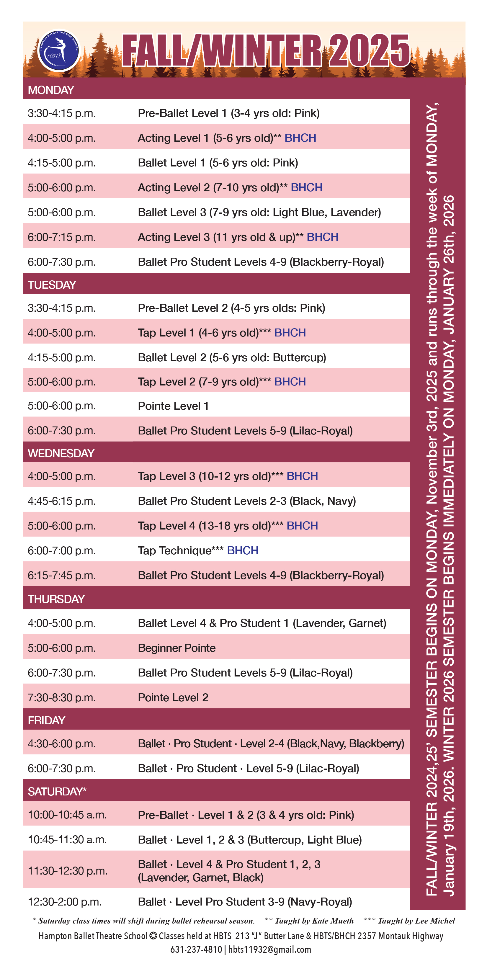 Hampton Ballet Theatre School Schedule