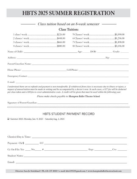 Hampton Ballet Theatre School Tuition