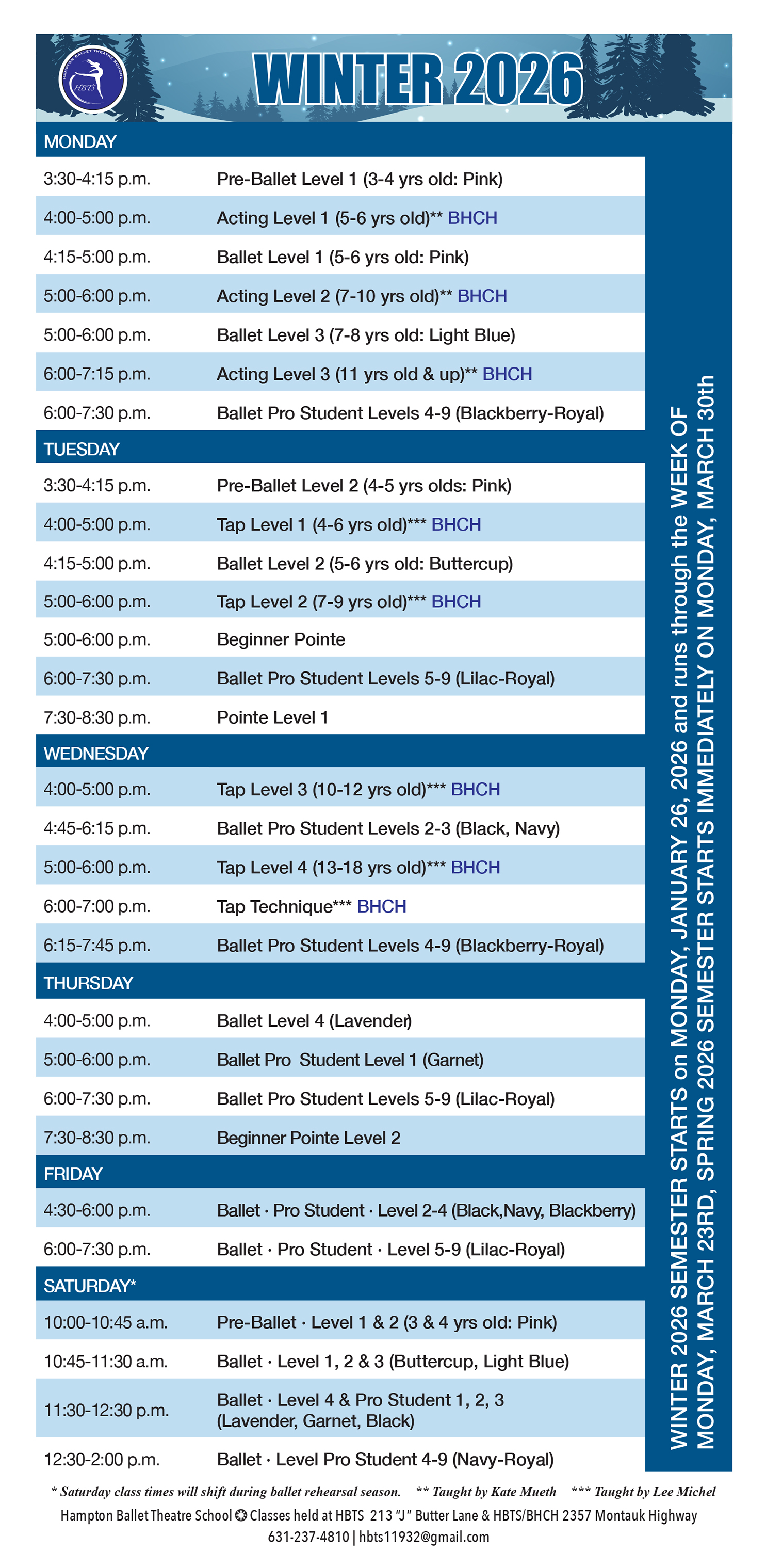 Hampton Ballet Theatre School Schedule
